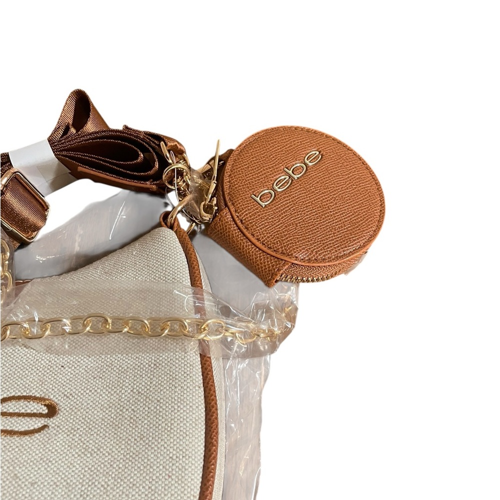 Bebe Tan and White caramel Women's Bag crossbody coin pouch - Picture 3 of 10